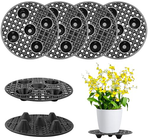 Infreecs 6 styck Blomkruka Underlägg Rund 20 cm, Blomkrukor Mesh Pads, Plast Blomkruknät Dräneringsgitter, Potunderlägg Växter för Bonsai och Balkong, Trädgård, Inomhus och Utomhus