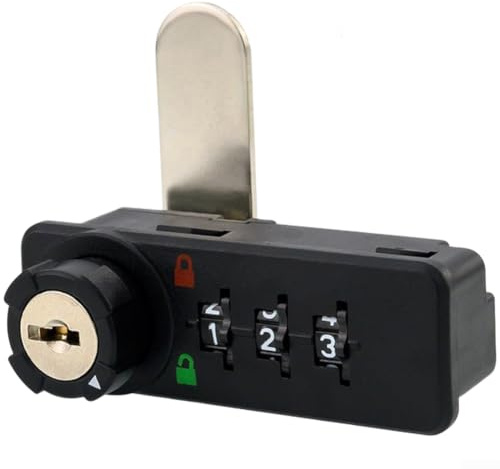 Serrure de porte d'entrée sans clé avec code à 3 chiffres et clé de secours pour armoires en bois en acier, casiers, tiroirs de classement dans la salle de sport, bureau, école, système de sécurité à