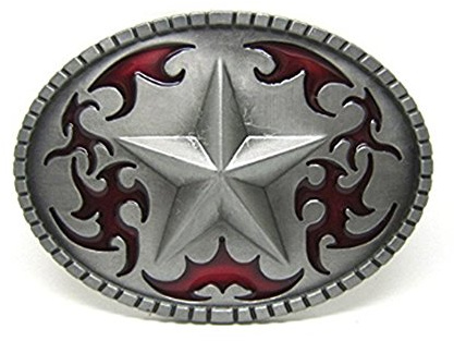 LKMY Hebilla de cinturón con hebilla de cinturón Lucky Star Pentagram, hebilla de cinturón Western Cowboy Scroll para hombres mujeres