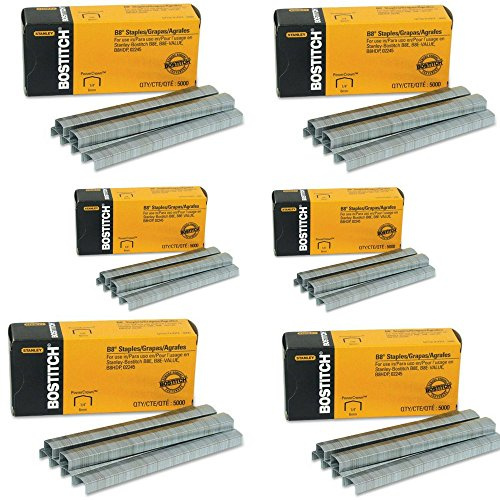 Bostitch B8 PowerCrown Premium Staples, 1/4 Leg Length, 5000/Box (6box)