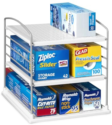YouCopia UpSpace Adjustable Box Organizer for Foil Wrap and Kitchen Cabinet Storage, Original, White