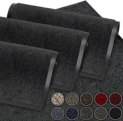 GadHome Felpudo de Entrada, Gris Antracita 90x120 cm|Alfombra Exterior para Puerta, Impermeable, Lavable para Atrapar Suciedad para Recibidor|Alfombrilla Antideslizante, Pasillo, Cocina, Dormitorio