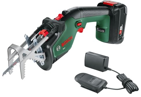 Bosch Home and Garden Akku-Gartensäge Keo (1 Akku 2,0 Ah, 18 Volt System, Schnittdurchmesser 80 mm, mit Schweizer Präzisionsklinge Holz inklusive, in Kartonverpackung)
