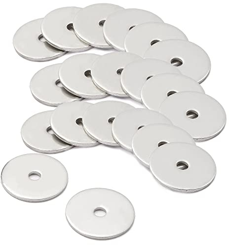 AMLOOPH M4 Washers, M4 x 25mm A2 Stainless Steel Flat Penny Washers 20Pack | Metal Flat Washers Thickness 1.5mm, Large OD Plain Wide Metal Round Flat Spacer Repair Washer for Screws Bolts