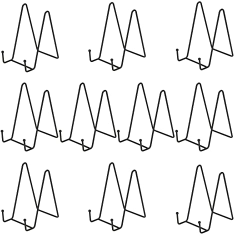 JAPCHET 10 Pack 6 Inch Plate Display Stand, Black Metal Frame Holder Stand, Easel Holder for Plate, Dish Photo, Paintings