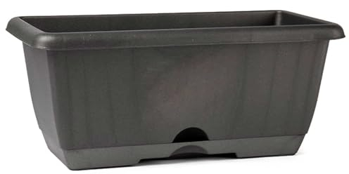 Acan Tradineur - Jardinera para balcón con Plato Integrado - Fabricado en plástico - PLFT - Capacidad de 8 litros - 17 x 40 x 19,5 cm - Color Antracita