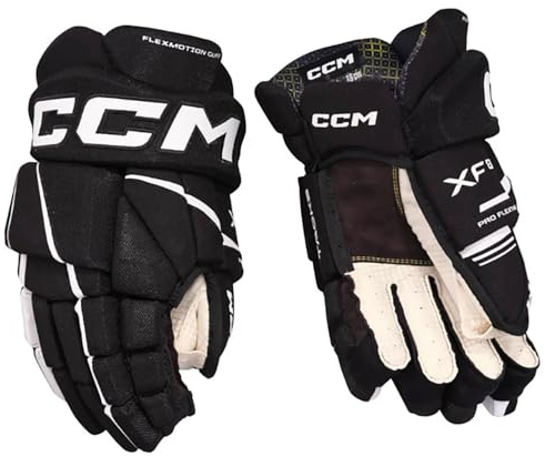 CCM Tacks XF80 - Guanti da hockey su ghiaccio, 15 pollici, colore: Nero/Bianco