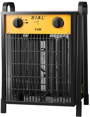 SIAL Calefactor 9000 W - Radiador Electrico - Calentador Industrial - 3 Niveles de Calor - Termostato & Protección contra Sobrecarga - Ventilador de Calefacción para Uso Interior y Exterior