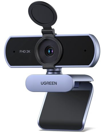 UGREEN Webcam 2K 30FPS Full HD Cámara USB A PC Dos Micro Autofocus Corrección de Luz Rotación 360 Grados Plug Play para Windows MacOS Linux Streaming Youtube Skype Llamada Video Zoom Videoconferencia