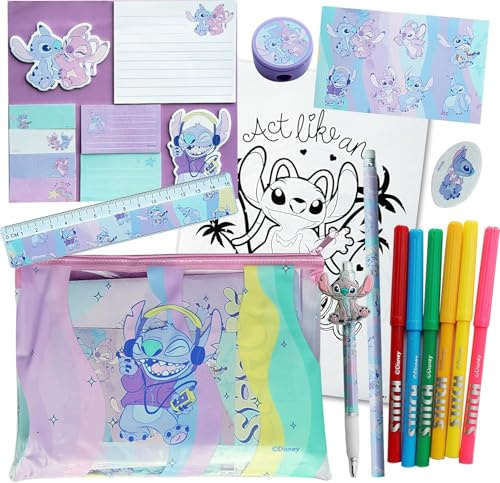 Disney - Cancelleria Stitch - Gadget e Oggetti di Stitch con Adesivi, Penne e Pennarelli - Cose di Stitch per Amanti