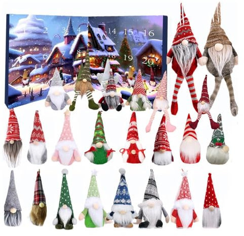 Christmas Wichtel Adventskalender 2024 | 24 Stück Gnome Dekorationen Adventskalender | Weihnachts Zwergen Figuren Puppen Plüschtier | Christmas Vacation Countdown Kalender Geschenk für Babys