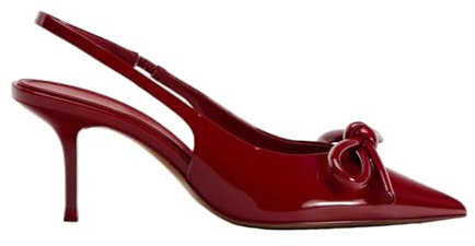 BAISOILIHA Donne Cinturino sul retrò Heels in A Faux Patent Pelle Sintetica Finish Pump Bow Detail Fibbia Closure Thin Heel Appuntito Sposa Festa Le Signore Ragazze Rosso Numero 39