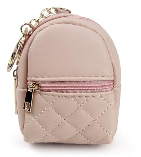 AfitLulu Porte Monnaie Mini Sac à Dos Forme Petit Portefeuille Femme avec Porte-Clés et 2 Couches Fermeture Éclair Poche, Portefeuille Femme Format pour Stockage Monnaie Clé Rouge à Lèvres (Rose)