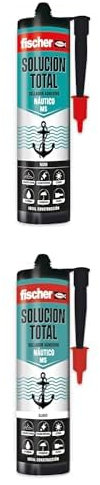 fischer - Pack Solución Total Náutico | Pegamento Elástico para Construcción y Náutica | Adhesivo Resistente al Agua y Pintable | Alta Resistencia a Impactos y Temperaturas | 290ml | Negro y Blanco