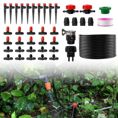 KootesDay Bewässerungssystem 20m Micro Drip Bewässerung Kit Automatische Garten Bewässerung Tröpfchenbewässerung Kit für Topfpflanzen Balkon Flower Bed Terrasse Pflanzen Gewächshaus Landschaft