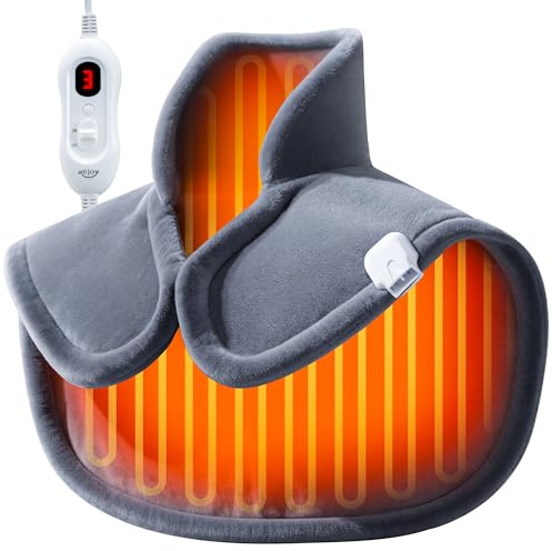ALLJOY Heat Pad for Neck and Shoulder Pain Relief, Christmas Gifts for Women Men 2.2LB Weighted Neck Heat Pad with 4 Heat Settings & 90min Auto-Off Timer, 48×58cm Neck and Shoulder Warmer Washable