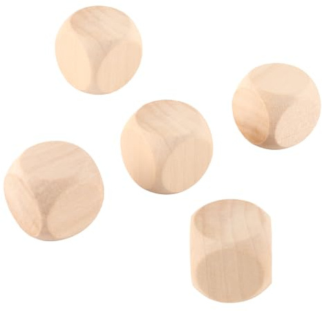 Sarini 10 st. 20 mm trätärningar, rundade, tomma sexsidiga tärningar, kub, omålade trätärningar, sexsidiga kuber för gör-det-själv-undervisning, skapade resurser, spelundervisning