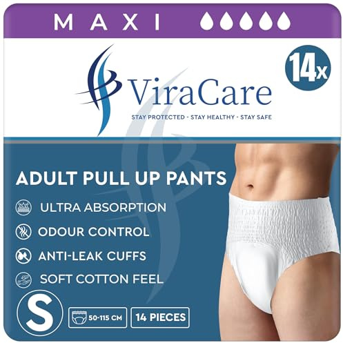 42 x Maxi Incontinence Pants Women and Men, Adult Nappies | Ultra Absorption, Anti-Leakage, Soft-Stretch Waistband, Breathable, Discreet Fit, Adult Diapers, Small Size (3 Packs of 14)