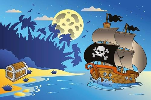 Fotomural BARCO PIRATA 375 x 250 cm | Papel Pintado Fotográfico - tejido no tejido | CALIDAD PREMIUM - HECHO EN LA UE - Incluye pegamento para papel tapiz