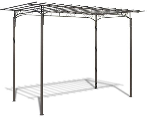 tidyard Pavillon Gartenpavillon Anbaupavillon Gartenlaube Gartenhaus Laube Pergola Terrassenüberdachung aus Stahl 190 x 320 cm Braun