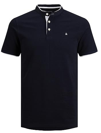 JACK & JONES Herren Jjepaulos Mao Noos Polohemd, Dark Navy, XXL EU