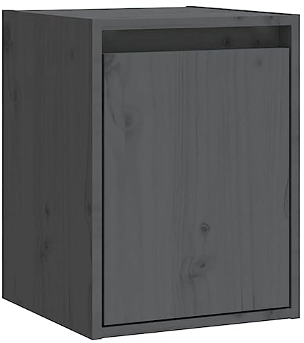 vidaXL Wandschrank Hängeschrank TV Schrank Holzschrank TV Möbel Regal Aufbewahrung Wohnzimmer Bücherschrank Grau 30x30x40cm Massivholz Kiefer