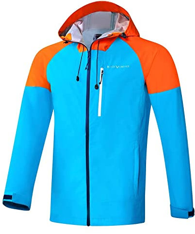 Black Crevice Herren dünne wasserdichte Hardshell Jacke, atmungsaktiv, blau/orange, L