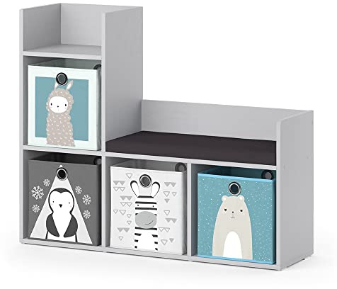Vicco Kindersitzbank Luigi, Grau, 107.2 x 88.6 cm mit 2 Faltboxen Opt.1