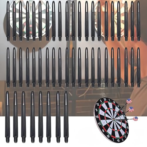 Dardos Ejes,Ejes Dardos Plastico,Cañas para Dardos,Cañas para Dardos de Nylon,Ejes de Dardos con Rosca 2BA Puntas,Accesorios Dardos,Adecuado para Juegos Al Aire Libre en Interiores,Negro,50PCS