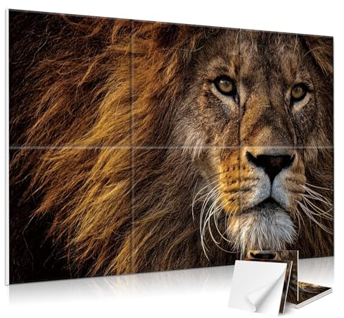 JBER 6 Pack Art Acoustic Panels, 72×48 Inches Soundproof Wall Panels, Large Self-Adhesive Wall Panels, Decorative Sound Absorbing Panels, Sound Panels for Recording Studio, Living Room (Lion)