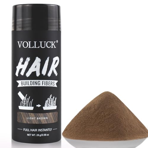VOLLUCK Streuhaar zur Haarverdichtung, Langanhaltend Hair Fiber Frauen Männer, Natürlich Haarprodukte fur Haarausfall 28 g (Hellbraun)