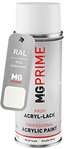 MG PRIME RAL 9016 Blanc signalisation/Traffic white Bombe aérosol 400 ml mat satiné séchage rapide