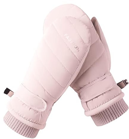 IZUS Damen-Ski-Handschuhe mit Handfläche, rutschfeste Sport-Fäustlinge – thermische, verdickte Handschuhe, wasserabweisend, kaltes Wetter, Outdoor, Winter