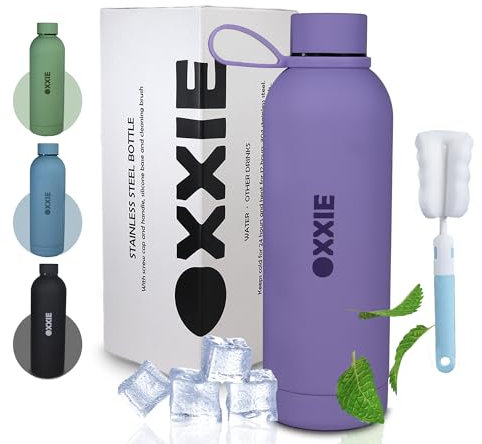 OXXIE Botella Termica 500ml | Botella de Agua de Acero Inoxidable Reutilizable | Botella de Agua Niños | Sin BPA | Isotérmica y Hermetica | Niños, Adultos, Deporte, Oficina, Yoga, Viaje (VIOLET)