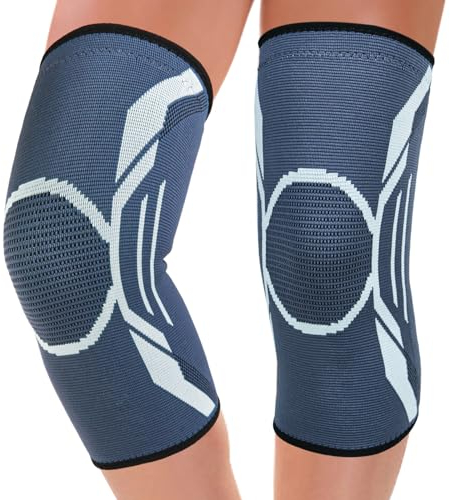 TOVIKI Rodilleras Deportivas, 2 Pieza Rodilleras de Compresión para Hombre y Mujer, Rodilleras Finas Antideslizantes para Artritis, Tendinitis, Voleibol, Correr (Azul, M)