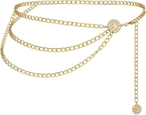 Chain Belt, Gold Chain Belt, Chain Belts for Women, Belly Jewelry Body Bra Sexy Chain Fashion Multilayer Dress Accessories Adjustable Waistbands Body Decorate for Women Skirt Pants