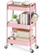 KINGRACK Rollwagen mit 3 Ebenen, Metallwagen mit abnehmbarem Holztablett, Aufbewahrung, Kunstwagen, Trolley, Organizer, Servierwagen, einfache Montage