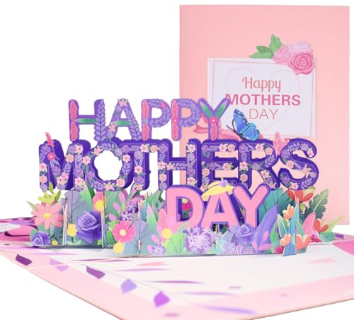 AEYA Biglietto per la Festa della Mamma e Compleanno – Speciale Biglietto Pop-Up 3D con Intaglio di Carta Raffinato, Regalo per la Festa della Mamma e Compleanno – Viola