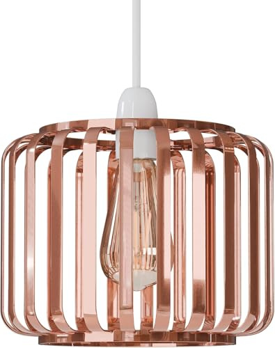 Rose Gold Metal Wire Cage Ceiling Light Shade Easy Fit Pendant Lamp Shade | Ceiling Hanging Indoor Pendant Light Lampshade for Living Room, Bedroom, Restaurants (Rose Gold Cage)