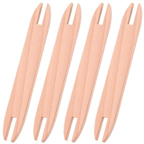 Veemoon Kit de 4 Navettes de Tissage en Bois Navette Artisanale Compacte et Légère Outil de Crochet Polyvalent pour Projets de Tricot Couture et Tapisserie Accessoire DIY pour