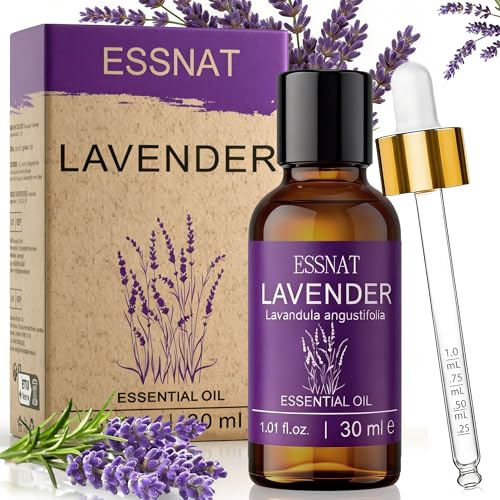 ESSNAT Aceite Esencial Lavanda 30 ml – Aceite esencial de lavanda 100% natural, procedente de lavanda auténtica, ideal para aromaterapia, difusores de aceites esenciales, masaje y proyectos DIY