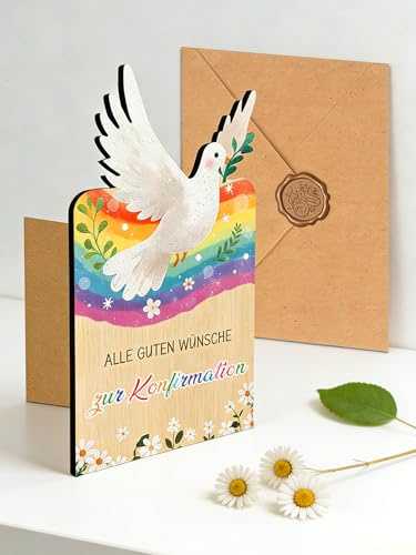 Konfirmationskarten Karte Konfirmation Karte Glückwunsch Holzkarte mit Umschlag, Kreative Konfirmationskarte, Konfirmation Geschenke junge Mädchen