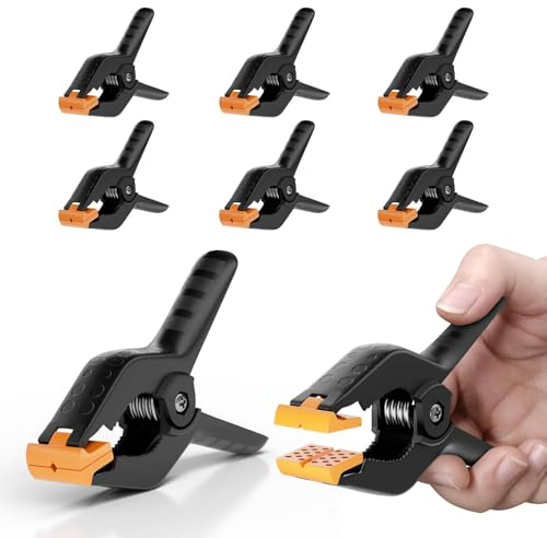 LDGHO 12 Pack Heavy Duty Spring Clamps, 4.5 Inch Nylon Clamps with Grip Jaw Pads for Photography Studio, Background, Carpentry, 1.5 Inch Max Opening