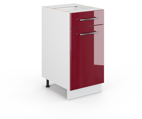 Vicco Küchenunterschrank Fame-Line, Bordeaux Hochglanz/Weiß, 40 cm ohne Arbeitsplatte