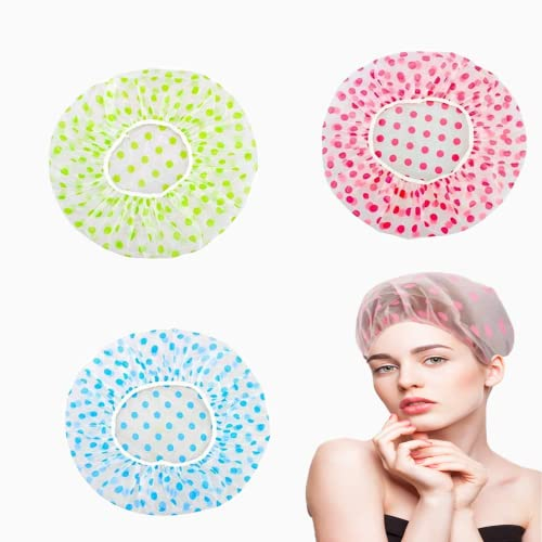 3 Stücke Duschhaube, Wiederverwendbare Wasserdichte Duschkappe, Elastische Duschhauben, für Dusche, Spa, Heimgebrauch