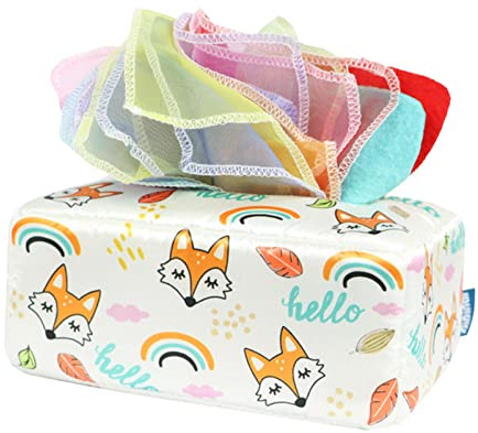 ＡＷＨＡＯ Sensory Pull Along Toddler Tissue Box Hand Towel Busy Pull Tissus Activités pour Les Bébés en Développement éducatif Précoce, Renard