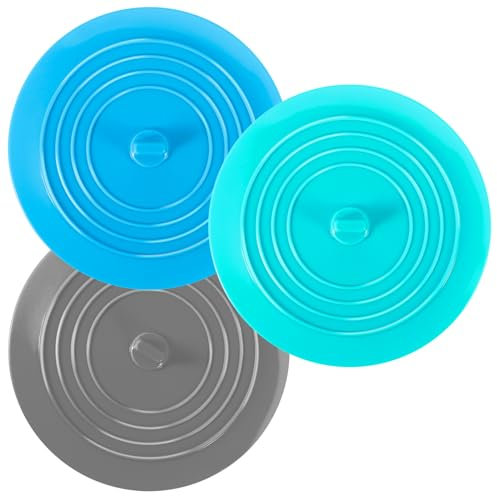 Opopark 3 Stück Abflussstopfen Silikon, Universal Stöpsel für Spülbecken Badewannenstöpsel Waschbeckenstöpsel für Küche, Bäder, Badewanne, Spüle (Blau, Grün, Grau)