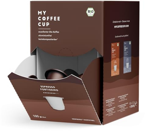 My Coffee Cup – MEGA BOX ESPRESSO FORTISSIMO – BIO-KAFFEE für Nespresso®³-Kapselmaschinen I 100% heim- und gartenkompostierbare I nachhaltig – 0% Alu