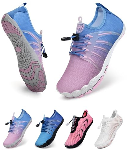 WateLves Zapatos Descalzos Todoterreno para Hombres Y Mujeres para Correr En El Agua para Nadar AcuáTicos Playa Transpirable Y Antideslizante(Degradado Azul y Morado 40)