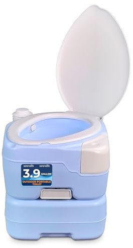 SereneLife Camping Toilette Chemie - Porta Potti 15L, Reisetoilette mit Handyhalter & Reinigungssprühgerät, 120 Spülungen, 12L Frischwassertank - Mobiles WC für Wohnwagen & Outdoor - Geruchssicher